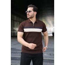 Sun & North Sun&north Erkek Örgü Desenli Renkli Kısa Kollu Triko Tişört