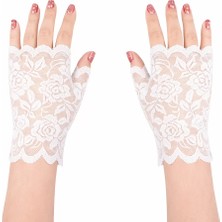 Skygo Beyaz Dantel Parmaksız Kısa Eldiven