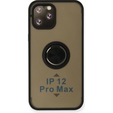 Feifei 12 Pro Max Kılıf Montreal Yüzüklü Kapak - Siyah