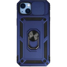 Feifei 14 Plus Kılıf Pars Lens Yüzüklü - Lacivert