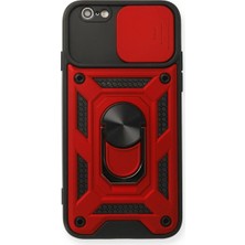 Feifei 6 Kılıf Pars Lens Yüzüklü - Kırmızı