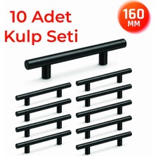 Nobel 160 mm Metal Mobilya Kulpu – Mutfak Dolap Çekmece Kulpu, Dekoratif Kulp Seti (10 Adet) Mat Siyah