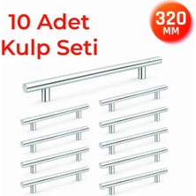 Nobel 320 mm Metal Mobilya Kulpu – Mutfak Dolap Çekmece Kulpu, Modern Dekoratif Kulp Seti (10 Adet) Inox