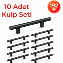 Nobel 192 mm Metal Mobilya Kulpu – Mutfak Dolap Çekmece Kulpu, Dekoratif Kulp Seti (10 Adet) Titanyum
