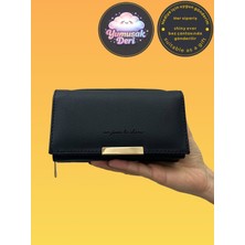 Shiny Ever Siyah Kadın Cüzdan Gold Detaylı Suni Deri Modern Stil Hediye Seçeneği