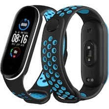 Feifei Mi Band 4 Spor Delikli Kordon - Siyah-Turkuaz