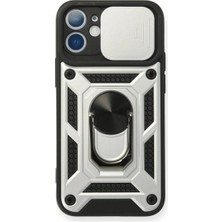 Feifei 12 Mini Kılıf Pars Lens Yüzüklü - Gümüş