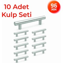 Nobel 96 mm Metal Mobilya Kulpu – Mutfak Dolap Çekmece Kulpu, Modern Dekoratif Kulp Seti (10 Adet) Inox
