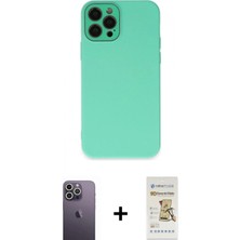 İlk El Grup Ieg™ iPhone 12 Pro Max Kılıf Çekirdek Modern Serisi - Siyah Mat Seramik Nano Ekran Koruyucu + Beyaz Neon Fosforlu Kamera Lens