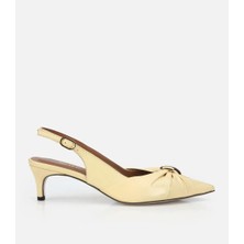 Hotiç 01AYH321440A520 KADIN Deri Sarı Gold Tokalı Arkası Açık Kısa Topuklu Stiletto