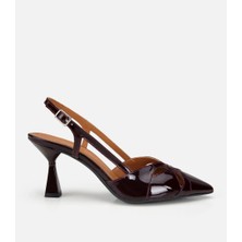 Hotiç 01AYH322180A780 KADIN Rugan Deri Bordo Arkası Açık Kısa Topuklu Stiletto