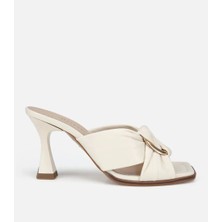 Hotiç 01TEH321710A400 KADIN Deri Kemik Gold Toka Detaylı Topuklu Terlik