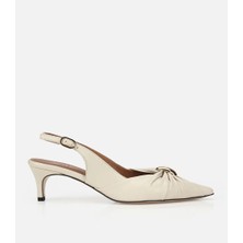 Hotiç 01AYH321440A400 KADIN Deri Kemik Gold Tokalı Arkası Açık Kısa Topuklu Stiletto