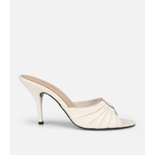 Hotiç 01TEH321740A400 KADIN Deri Kemik Gold Toka Detaylı Ince Topuklu Terlik