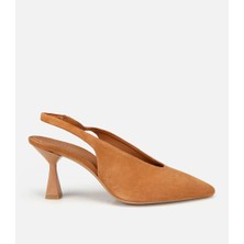 Hotiç 01AYH322120A340 KADIN Süet Deri Taba Yumuşak Dokulu Kısa Topuklu Stiletto