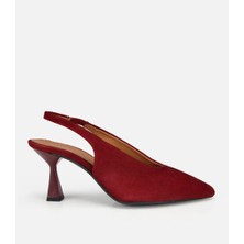 Hotiç 01AYH322120A788 KADIN Süet Deri Bordo Yumuşak Dokulu Kısa Topuklu Stiletto
