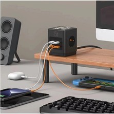 Senka Akım Korumalı 3’lü Priz Gece Lambalı 25W 2xusb 2xtype-C Çıkış Yüksek Gerilim Koruma Priz Çoğaltıcı