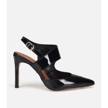 Hotiç 01AYH321940A100 KADIN Rugan Deri Siyah Arkası Açık Stiletto