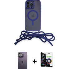 İlk El Grup Ieg™ iPhone 12 Pro Max Kılıf Eksen Özel Seri - Şeffaf Temperli Cam Ekran Koruyucu + Beyaz Neon Fosforlu Kamera Lens