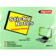  bigpoint yapışkanlı not kağıdı 75x100mm yeşil bp803-55