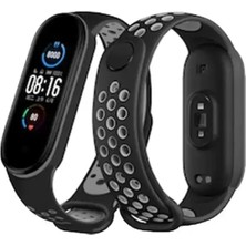 Senka Newface Mi Band 7 Spor Delikli Kordon - Siyah-Gri