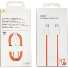 Hsc Bilişim Iphone 17 Uyumlu 60W Type-C To Type-C Hızlı Şarj Kablosu 1m Turuncu