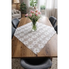 Lena Maison Ella Dantel Masa ve Fiskos Örtüsü Ekru Rengi 95X95 cm