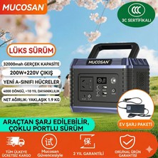 Mucosan XM02D 200W 32000MAH (118WH) Taşınabilir Güç Istasyonu & Kamp Jeneratörü - Ac/dc/usb/type-C Çıkışlı Fenerli Powerbank