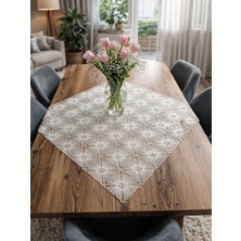 Lena Maison Ella Dantel Masa ve Fiskos Örtüsü Altın Simli Krem Rengi 95X95 cm