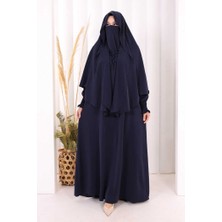 Bym Fashion Peçeli Cilbab Model Elbise 6063 Lacivert
