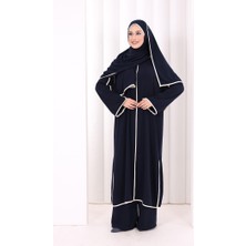 Bym Fashion Hac Umre Biyeli Pantolonlu Tunik Takım Şal Hediye 8001 Lacivert