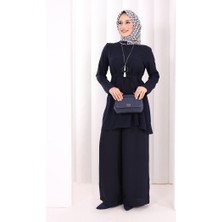 Bym Fashion Kolyeli Tunik Pantolon Takım 8027 Lacivert