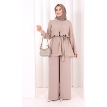 Bym Fashion Kolyeli Tunik Pantolon Takım 8027 Vizon