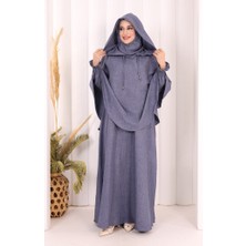 Bym Fashion Keten Sufleli Elbise Takım 6067 Indigo
