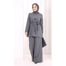 Bym Fashion Kolyeli Tunik Pantolon Takım 8027 Antrasit