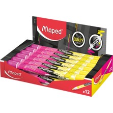Maped Çift Uçlu Fosforlu Kalem (İşaret Kalemi) Fluo Duo Sarı-Pembe 742531 (12 Li Paket)