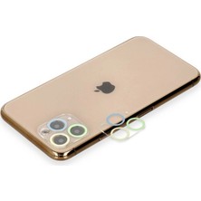 Elma Shop 11 Pro Renkli Kamera Lens Koruma Cam - Yeşil-Sarı