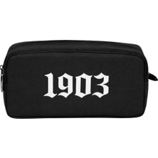 Beşiktaş Lisanslı 1903 Baskılı Kalemlik - Siyah Su Itici Kumaşlı Çift Bölmeli Kalem Çantası
