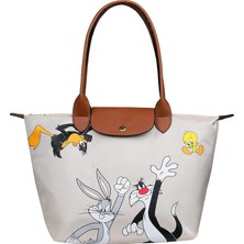 Dogo Kadın Vegan Krem Large El Çantası - Warner Bros Looney Tunes Joy Tasarım