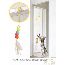Mersi Shop Elastik Yapışkanlı Kedi Oyuncağı – Çanlı Esnek Oltalı Kedi Oyunu