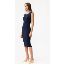 Love My Body Uzun Triko Elbise Lacivert 124L9913000