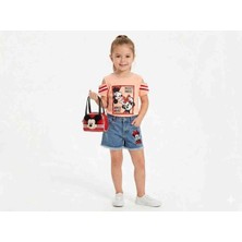 sealy kids 12340 Minnie& Mickey Mouse Desenli Şortlu Bluzlu Çantalı Kız Çocuk Takım