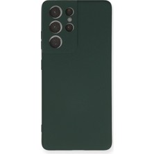 Elma Shop Galaxy S21 Ultra Kılıf Nano Içi Kadife - Koyu Yeşil