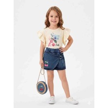 sealy kids 7280 Çilek Desenli Şortlu Bluzlu Çantalı Kız Çocuk Trend Takım