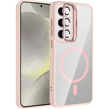 Senka Joko Samsung Galaxy S24 Fe Remim Lensli Magsafe Standlı Kapak - Pembe