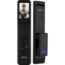 Desi Quic Q030+ Akıllı Kilit Yüz Tanıma - Avuç Içi - Parmak Izi - Şifre - Kart - Daimi Canlı Görüşme Siyah