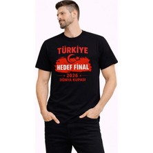 3 Erkek Türkiye Baskılı Tişört Ay Yıldız 2026 Dünya Kupası Taraftar Forma T-Shirt - Siyah