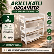 Qen Plastik 3 Katlı Çok Amaçlı Organizer Raf-Sepet (Beyaz)