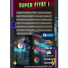 Ryzen 5 7500F / Rtx 5060 8gb Gaming Pc – 16GB Ddr5 5600MHZ, 512GB Ssd, 650W 80+ Rgb Hazır Sistem