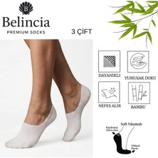 Belincia Bambu Erkek BabetBeyaz Çorap/dikişsiz/görünmez/kaydırmaz/topuk Silikonlu 3'lü Paket